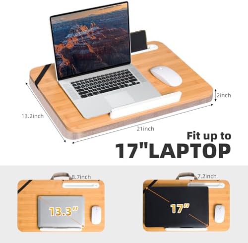 wishacc Portable Lap Desk Tray, Natural Wood, Large 21.1 x 12.9 Inch, for Home Office - Image 4