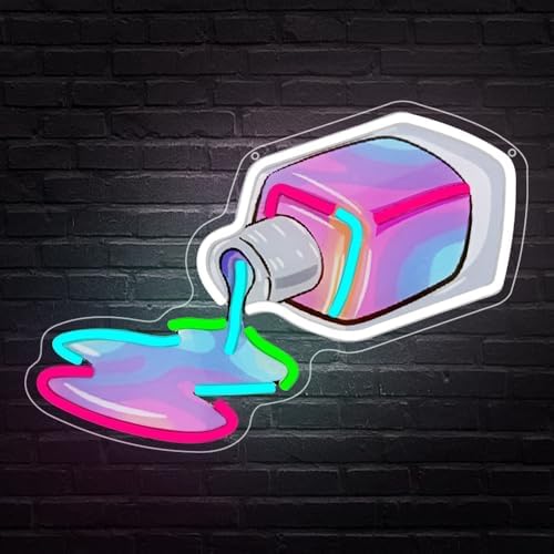 Nail Polish Neon Sign,Nails LED Neon Signs for Wall Decor,Nail Polish Bottle Neon Sign for Salon,Beauty Room,Bedroom,Nail tech Decor Gifts,Home Art,Christmas, Birthday by Unknown