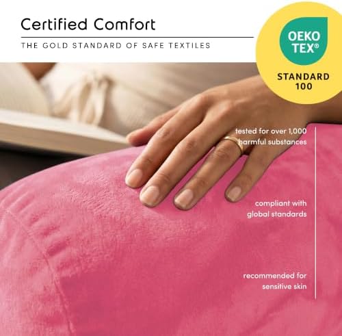 Nestl Reading Pillow for Bed, Back Pillow for Sitting Up in Bed, Light Pink | 18” Backrest Pillow with Arms, Adjustable Support, Shredded Memory Foam Fill, OEKO-TEX, College Dorm Essentials for Adults - Image 5