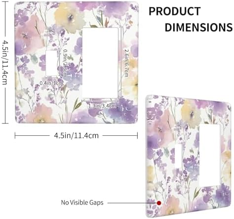 Decorative Outlet Covers Purple Floral Watercolor Wildflower 2-Gang Combo Light Switch Cover Plate Single Toggle/Rocker Wall Plate Plug Switch Plate Covers for Bedroom Decor - Image 4