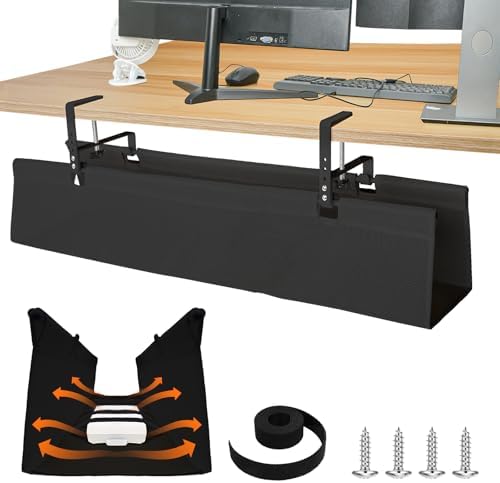 SHUWEI 36" Under Desk Cable Management Tray, Premium Mesh Cable Management for Desk, Clamp/Screw Mount Cable Tray for Office and Home (Black, 35.6" L) by SHUWEI
