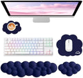 Sushret Cloud Wrist Rest for Computer Keyboard and Mouse Pad Set, Dark Blue | Memory Foam, Leather, 4-in-1 Cloud Keyboard Wrist Rest Set with Ergonomic Support for Arm and Palm Cushion, Gaming/Work Setup by Sushret