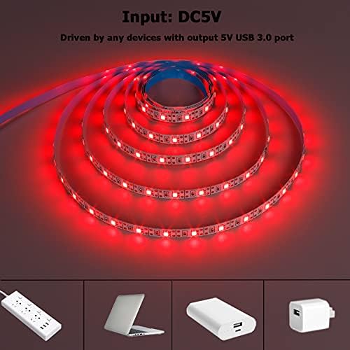 USB Red 620-625nm LED Strip 5V USB Powered 13.12ft/4M(2pcs x 6.6ft) - Image 2