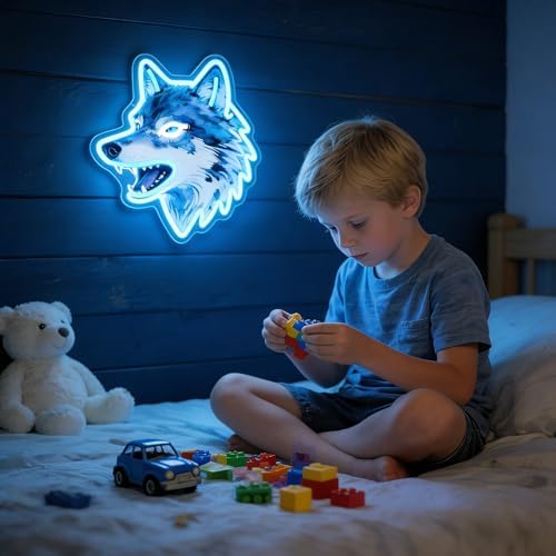 Wolf Neon Sign, UV Printed Wolf LED Wall Decor Light for Game Room - Image 5