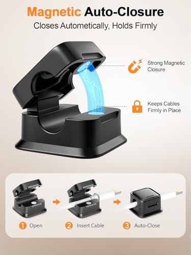 9 Pack Cord Organizer, Magnetic Cable Clips, Under Desk Management, Black - Image 5