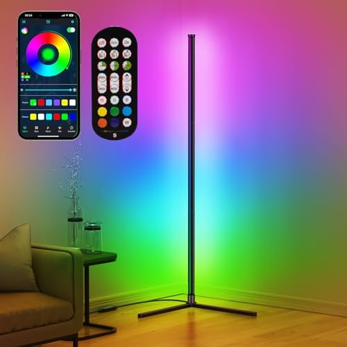 RIYO LED Corner Floor Lamp RGB Color Changing Standing Lamp App Remote Sync by RIYO