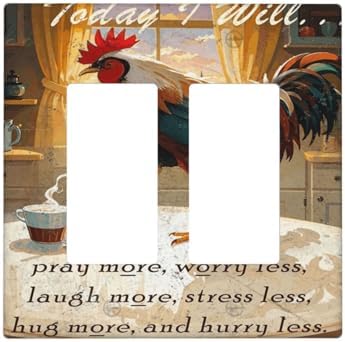 Decorative Outlet Covers Vintage Funny Chicken Rooster 2 Gang Light Switch Cover Plate Double Rocker Wall Plate Gfci Switch Plate Covers Plug Faceplate for Kitchen Decor by JOOJIAO