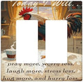 Decorative Outlet Covers Vintage Funny Chicken Rooster 2 Gang Light Switch Cover Plate Double Rocker Wall Plate Gfci Switch Plate Covers Plug Faceplate for Kitchen Decor by JOOJIAO