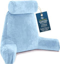 Husband Pillow Medium Reading Pillow with Arms - 23" Backrest for Sitting Up in Bed - Firm Support Bed Rest Pillow for Adults, Neck Roll, Removable Cover - TV, Reading, Lounging - Sky Blue by HusbandPillow