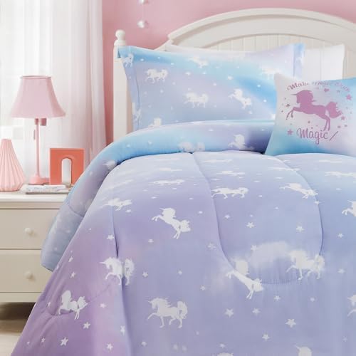 Full Size Comforter Sets for Girl-4 Pieces Unicorn Glow in the Dark Bedding - Image 4