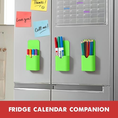 BEYGORM Magnetic Pen Holder for Refrigerator, Pencil Cup Organizer (Green) - Image 3