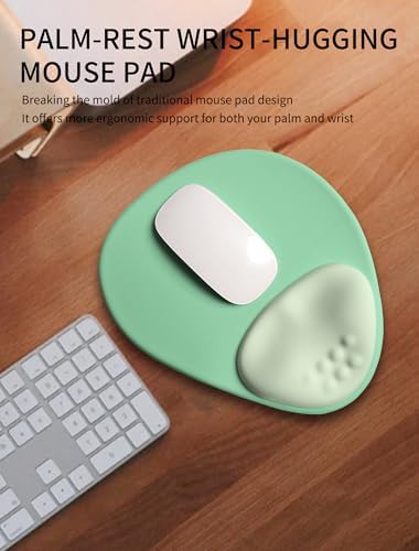 Palm-Rest and Wrist-Hugging Mouse Pad Wrist Rest, Ergonomic Wrist Support with Curve Fitting Cushioned Memory Foam for Carpal Tunnel Pain Relief, 9.9 x 8.3 Inch, Minty Green - Image 2