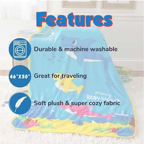 Baby Shark Kids Bedding Super Soft Silk Touch Throw, 40 in x 50 in, (Official Licensed Product) by Franco - Image 5