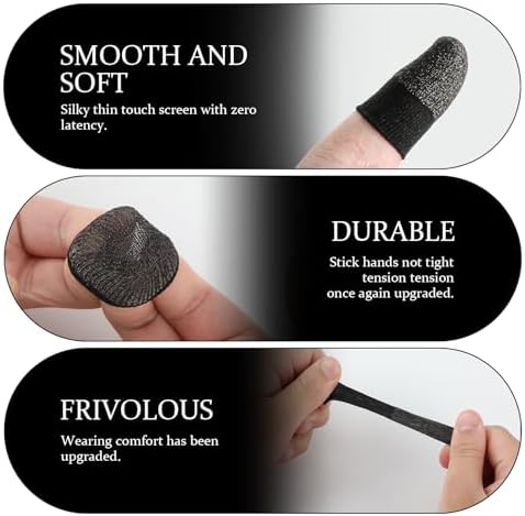 Gaming Finger Gloves Sleeves, Breathable Sweatproof Touch Screen Mobile Game Glove Silver Fibers Finger Sleeve Thin Thumb Protector Compatible with All Touchscreen Devices (20Pcs Finger Sleeves) - Image 4
