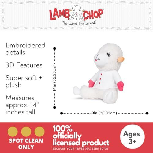 Lamb Chop Nostalgic Spring Cuddle Pillow, Super Soft & Cozy Plush, 14" Tall, (Officially Licensed Product) by Franco Collectibles - Image 2