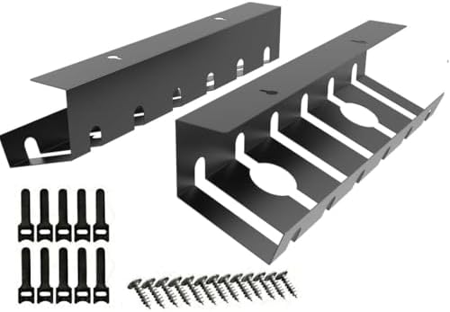 Metal Cable Management Under Desk for Easy mounting Under-Table, Set of 2 - with 10X Cable Ties, Desk Organizer for Office/Home Office Table Thoughtful Cable Tray Holder by Unknown