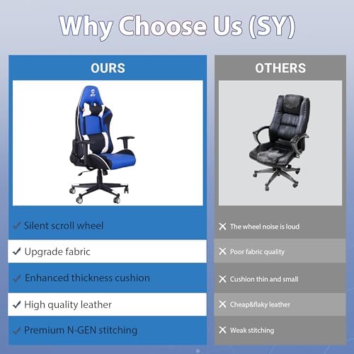 Gaming Chair,Video Game Chair with Massage Lumbar Support | Ergonomic Computer Chair Height Adjustable with Swivel Seat and Headrest - Image 6