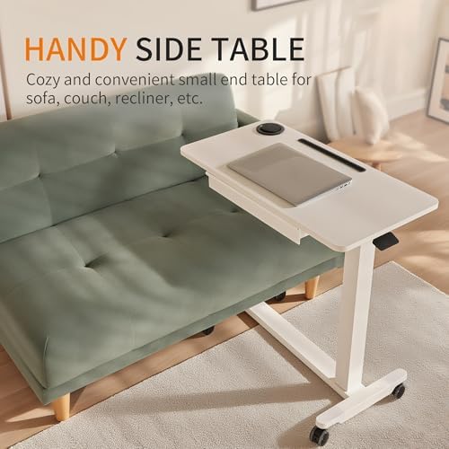Adjustable Hospital Overbed Table with Drawer, Wheels, Cup Holder - Image 6