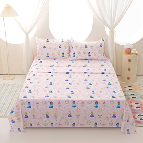 Full Sheets Set for Girls Kids - 4-Piece Cute Princess Bedding Set, Breathable Pink Castle 3D Fitted Sheets with 14" Deep Pocket, Ultra-Soft Lightweight Bedroom Essentials - Image 6