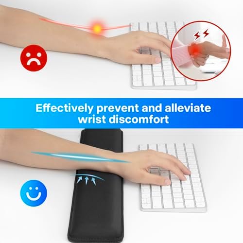 Yolanda Keyboard Wrist Rest/Pad - Cooling Gel - Stitched Edges - Keyboard Accessory,Ergonomic,Black - Image 4