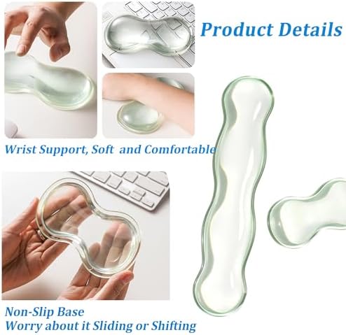 Gel Keyboard Wrist Rest Set, Clear Wrist Rest for Keyboard and Mouse, Ergonomic Keyboard Mouse Wrist Rest for Typing Pain Relief, Suitable for Office, Gaming, Computer, Laptop - Black - Image 4