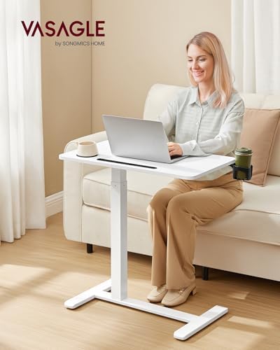 VASAGLE Overbed Table with Wheels, Mobile Laptop Standing Desk, 27.6 Inch - Image 2