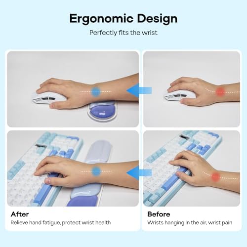 EPOMAKER CloudGel Wrist Rest for Keyboard and Mouse, 2 Pieces | Silicone Wrist Support, Anti-Slip Rubber Bottom, Ergonomic Design, Suitable for Office/Computer/Laptop/Gaming (Blue) - Image 5