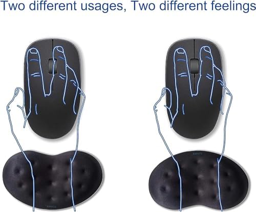 BRILA Ergonomic Memory Foam Mouse Wrist Rest Support Pad Cushion for Computer, Laptop, Office Work, PC Gaming - Massage Holes Design - Wrist Pain Relief (Black Mouse Wrist Rest) - Image 2