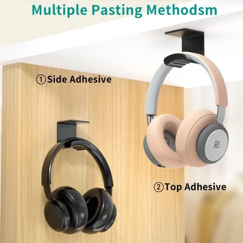 HomeMount Under Desk Headphone Hanger, Adhesive Hook, Black 1 Pack - Image 2