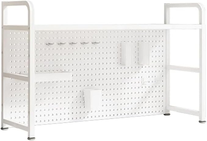 Pegboard for Desk Stand, Desks Organizer with Peg Board, Table Gaming Home Work Desk Extender Storage Rack, for Bedroom, Study, Kitchen, Office, White, 75 * 68cm/29.6 * 27in by Unknown