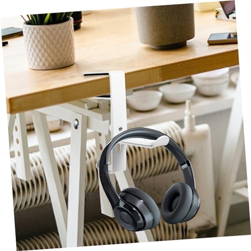 Lurrose Adjustable Metal Headphone Rack Under Desk with Non-Slip Pad Headset Hanger Clamp for Desktop Organization Compact Portable Design Suitable for Various Widths - Image 5