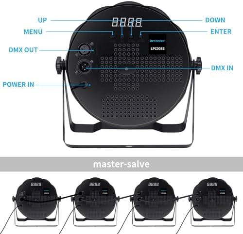 BETOPPER LED Par Lights 54 x 1.5W, RGB Stage Lights DMX DJ Lighting Sound Activated with Stand, Strobe Light & Wash Par Lighting DMX for Parties, Church, Wedding, Bars, 8 Pack - Image 6