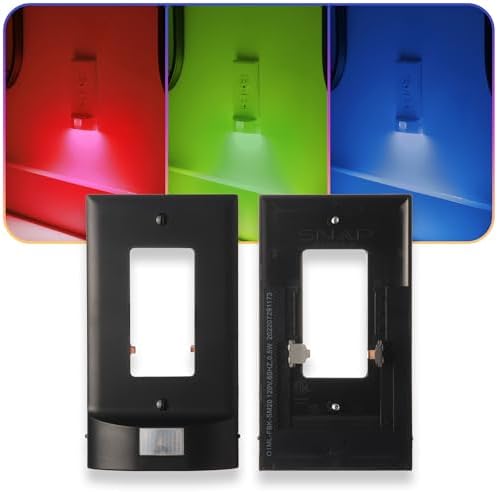 3 Pack - SnapPower Multi-Color GuideLight – Outlet Cover RGB Lights, Customizable Ambient Lighting/Mood Lighting for Home, Kitchen, Gaming Room, Kids Bedroom, Nursery, Holiday Decor (Black, GFCI) by SnapPower