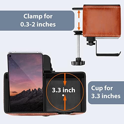 Under Desk Cup Holder Clamp on Cup Holder PU Leather Clip on Desk Organizer - Image 6