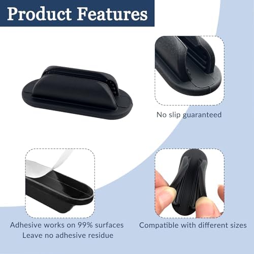 ZUFECY 6 Pack Adhesive Pencil Holders for Desk, Flexible Black Silicone Pen Holder with Adhesive Pads for Office Essentials and Teacher Supplies - Image 4