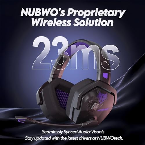 NUBWO Wireless Gaming Headset with Mic for Ps5 Ps4 PC, Zero Interference, 100-Hour Battery All-Day Play, 23ms Sync​ for Fortnite & Call of Duty/FPS Gamers, Triple Mode All Devices Compatible - Purple - Image 3