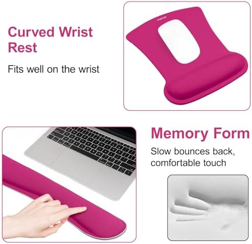 MOSISO Wrist Rest Support for Mouse Pad & Keyboard Set, Rose Red - Image 5