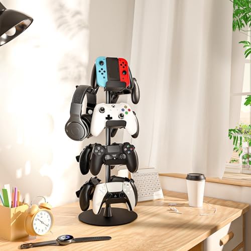 Nargos Universal Controller Holder for Xbox PS5 PlayStation 4 Switch Pro Gamepad, Rotating Headset Tree Stand Organizer, 4 Tier, Gamer Gifts - Image 5