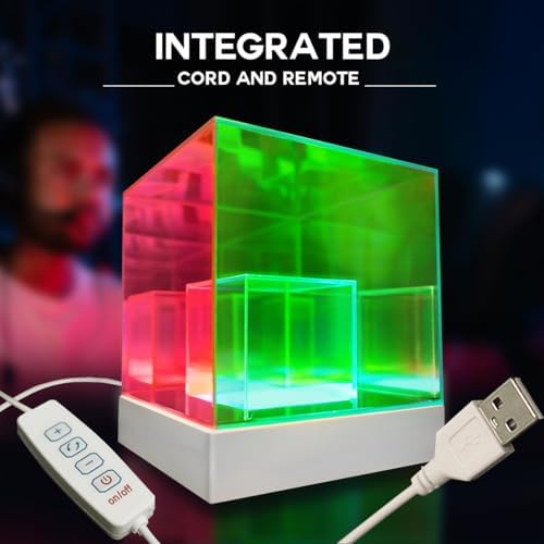 Lumoonosity Infinity Cube Light - 3D Infinity Lamp for Bedroom, Gamer Room - USB Powered, Color Changing Eye-Catching Table RGB LED Lamp - Image 5