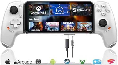 Phone Controller for iPhone 17/iPhone 16/iPhone 15/Android USB C Mobile Gaming Controller with 3.5mm Audio Jack, Remote Player Gamepad for PS5/PS4/Xbox/PC, Cloud Game, Plug and Play, Hall Joysticks/Hall Trigger, 2 Mappable Buttons, White by Megadream-AlwaysFocusonGamingAccessories