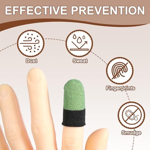 PATIKIL Controller Finger Thumb Sleeves, 40 Pack Mobile Gaming Finger Sleeve Silver Fiber Tip Gloves Anti-Sweat Breathable for Game Phone Touchscreen Devices, Green - Image 4