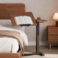 Solid Wood Overbed Bedside Table with Wheels, Tilting Adjustable Hospital Bed Table Over The Bed, Medical Mobile Laptop Stand, Rolling Standing Desk for Hospital and Home Use(Walnut) by Dongmuwujee