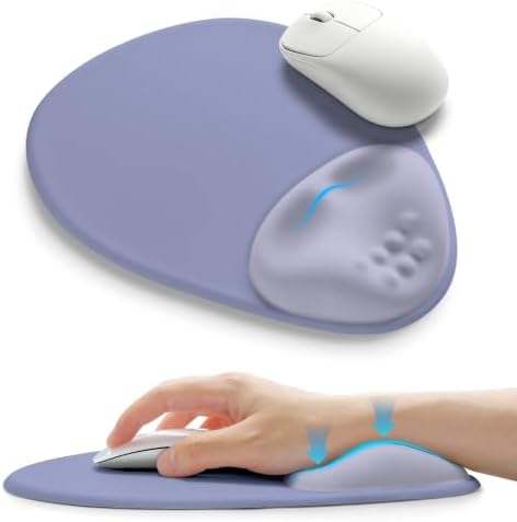 Palm-Rest and Wrist-Hugging Mouse Pad Wrist Rest, Ergonomic Wrist Support with Curve Fitting Cushioned Memory Foam for Carpal Tunnel Pain Relief, 9.9 x 8.3 Inch, Lavender Haze by Unknown
