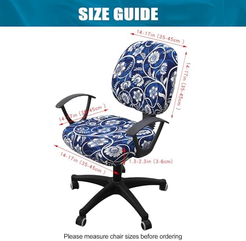 Smiry Stretch Printed Office Computer Desk Chair Covers for Seat & Backrest | Stretch Fit, Soft Fabric Universal Washable Removable, Anti-Dust Rotating Chair Slipcovers Protector - Image 4