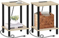 TUTOTAK End Table with Charging Station, Side Table Set of 2, Nightstand by ChoosetutotakFurnitureBuildYourCozyHome