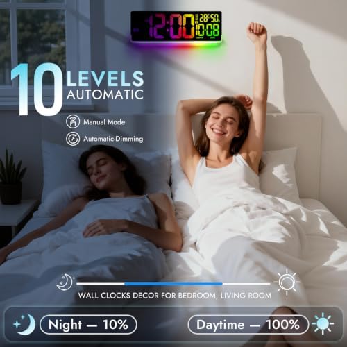 16.5" Large Digital Wall Clock for Classroom, Sync Screen RGB Backlight - Image 6