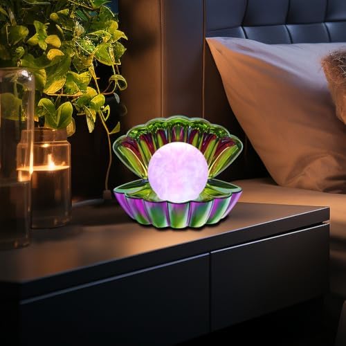 LKUA Shell Pearl Beach Themed Night Light, RGB 8 Colors Changing Mood Shell Pearl Lamps, Bedside LED Clamshell Portable Night Lights for Bar (Electroplating Colorful) - Image 6