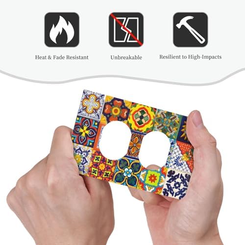 Outlet Covers Vintage Traditional Colorful Mexican Talavera Tiles Style Decorative 1 Gang Duplex Light Switch Cover Plate Single Electrical Receptacle Wall Plate Plug Switchplate Faceplate - Image 6