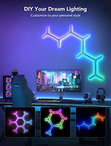 Govee Glide Y RGBIC LED Wall Lights, Smart Wi-Fi Gaming Lights with Music Sync, DIY and Timer Feature, LED Lights for Gaming Room, Wall Light 7 Pack - Image 3