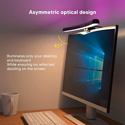 Computer Monitor Lamp, Asymmetric Optical Design Eye Protection LED Task Light Bar with Touch Dimming for Curved Monitors Office Study Gaming - Image 5